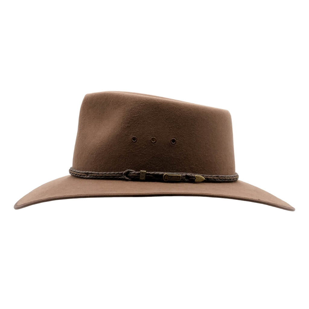 Side view of Akubra hat, Cattleman - Fawn