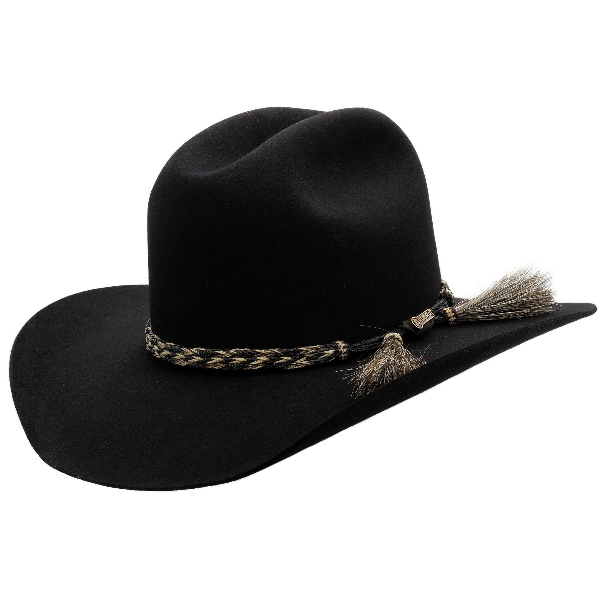 angle view of black Akubra Rough rider hat