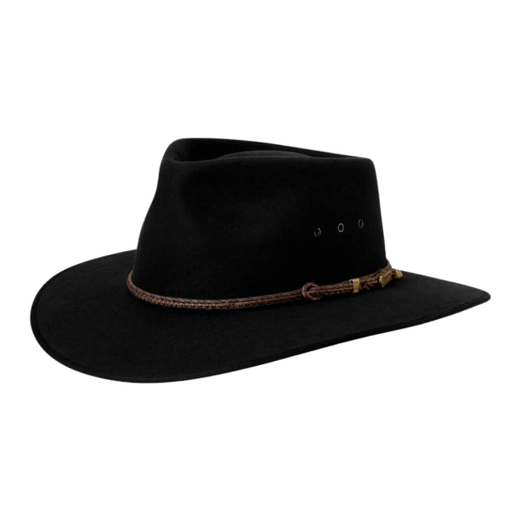 Side view of Akubra Cattleman hat - black