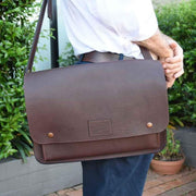 Canning 15" Satchel - Brown Leather | Akubra Hats.